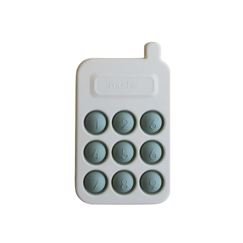 Mushie Jouet de dentition Téléphone Cambridge Blue