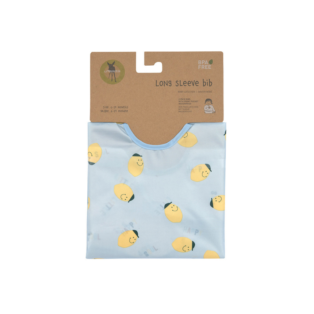 Lässig Bavoir à manches Happy Fruits Lemon bleu - 2 pièces