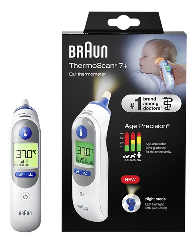 Braun Thermomètre infrarouge ThermoScan 7+ avec Age Precision