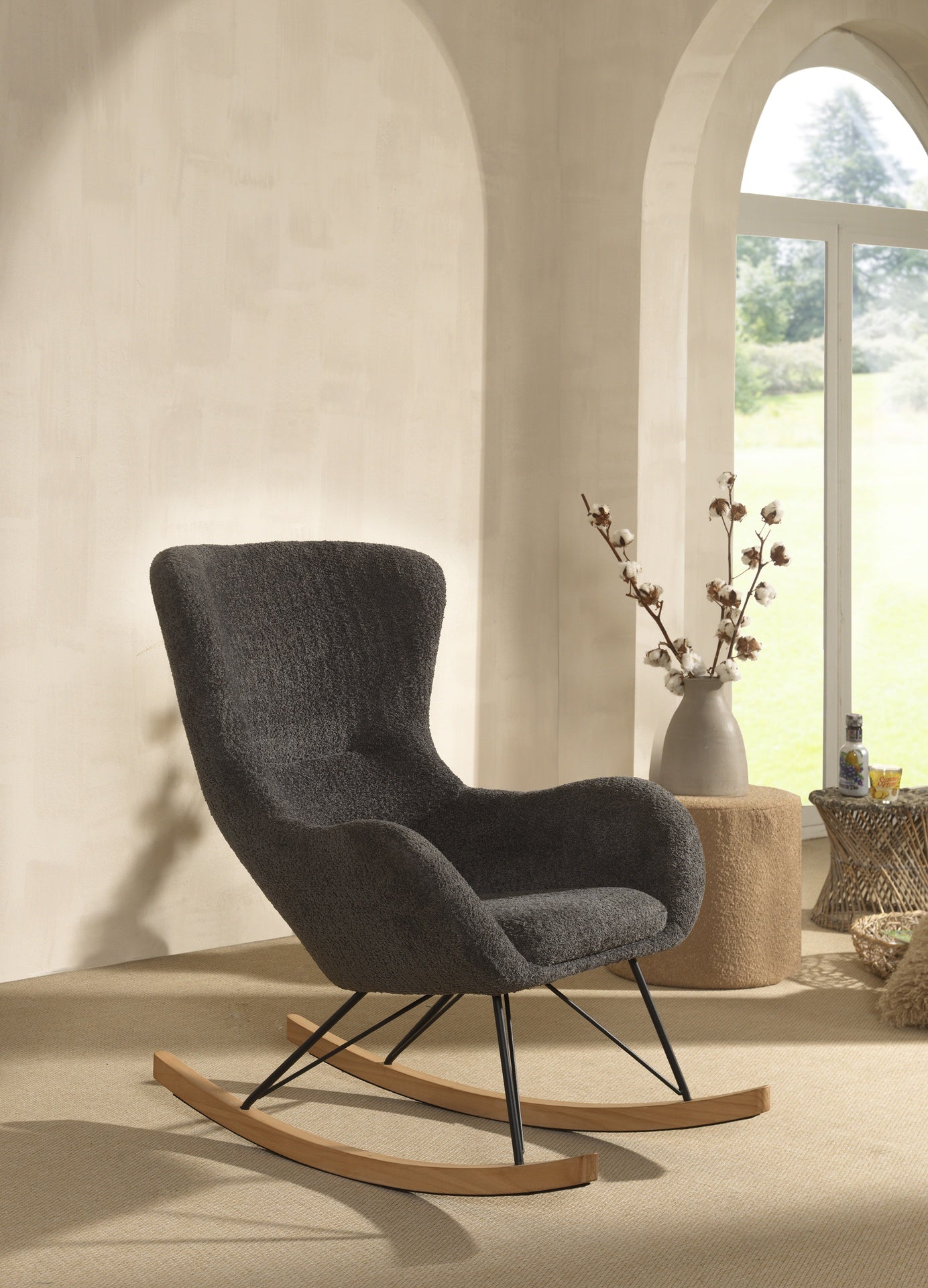 Jaxx Schommelstoel Rocky Boucle antraciet