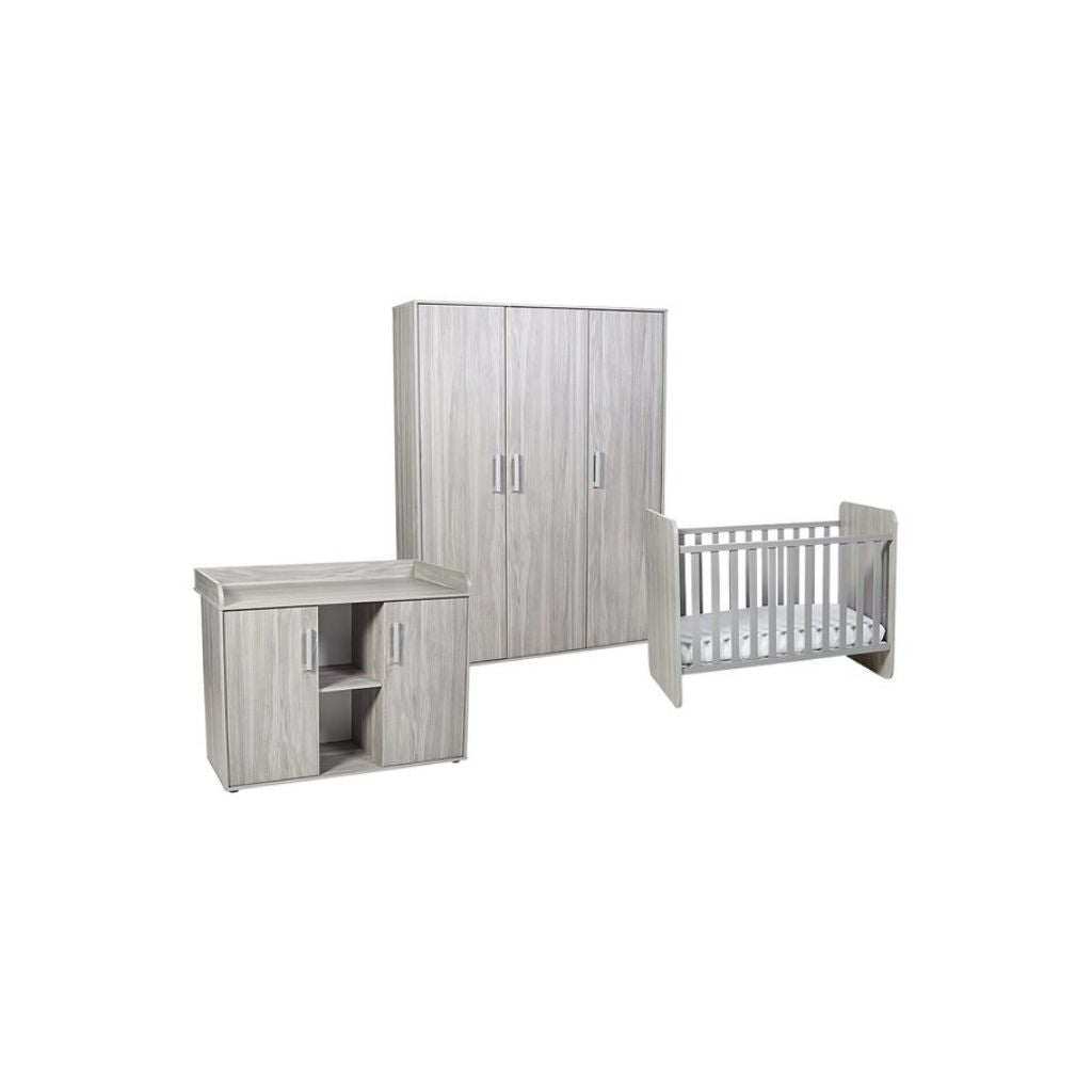 Transland 3-delige babykamer (meegroeibed + commode + kast met 3 deuren) Nolan