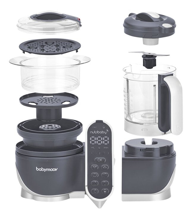 Babymoov Cuiseur Vapeur/Blender/Chauffe-Biberon/Stérilisateur Nutribaby + Gris