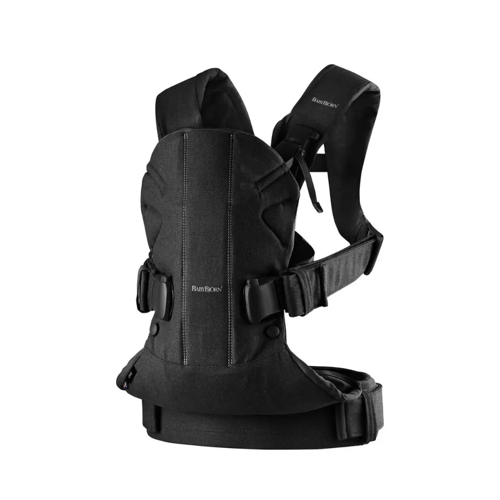 Draagzak BabyBjorn One, zwart, Cotton Mix, met flexibel rugpand