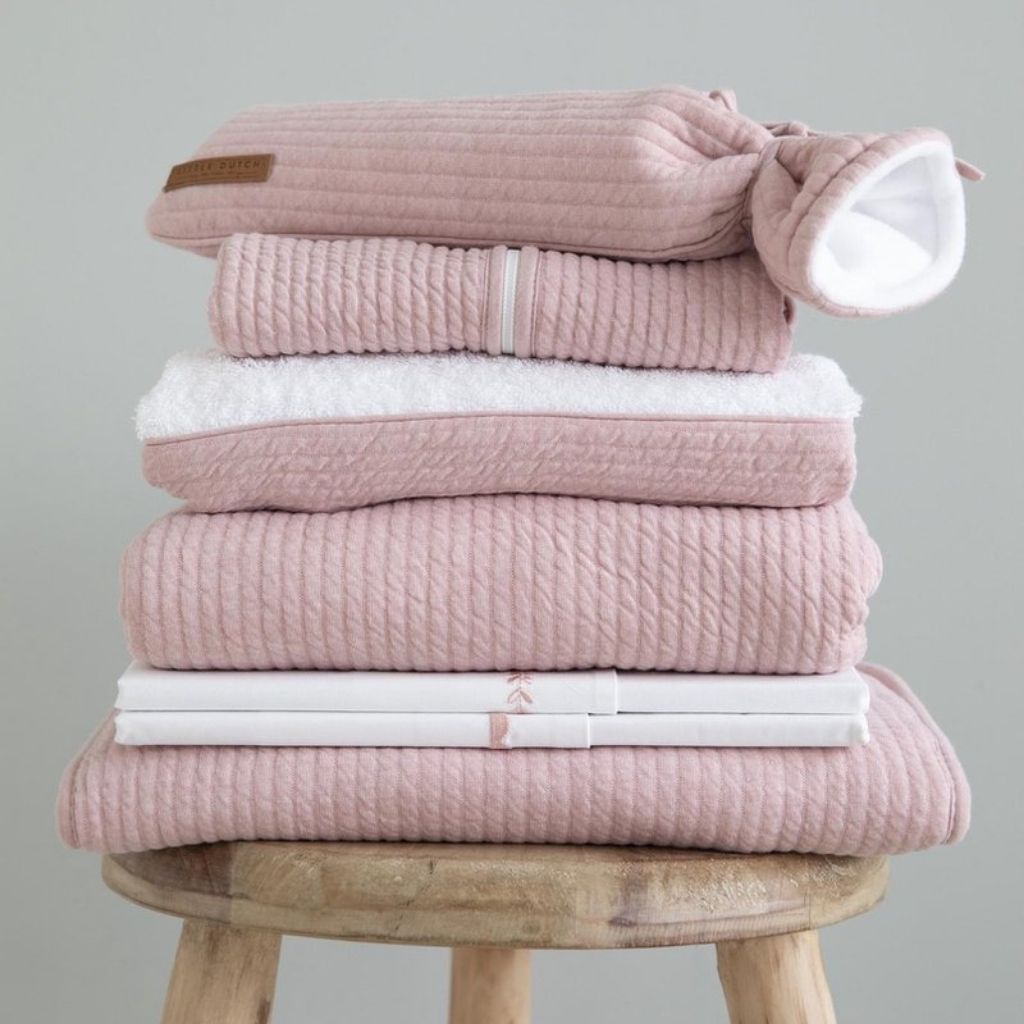 Little Dutch Drap pour lit Pink Rounded brodé rose