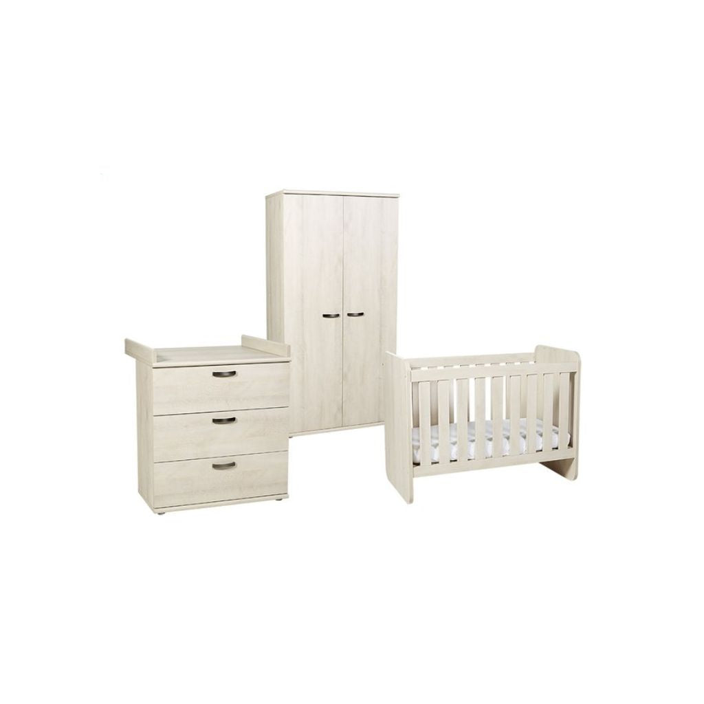 Neyt Chambre de bébé 3 pièces (lit évolutif + commode + armoire 2 portes) Olivia