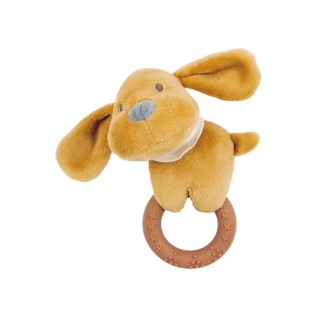 Nattou rammelaar met siliconering Charlie karamel flanel