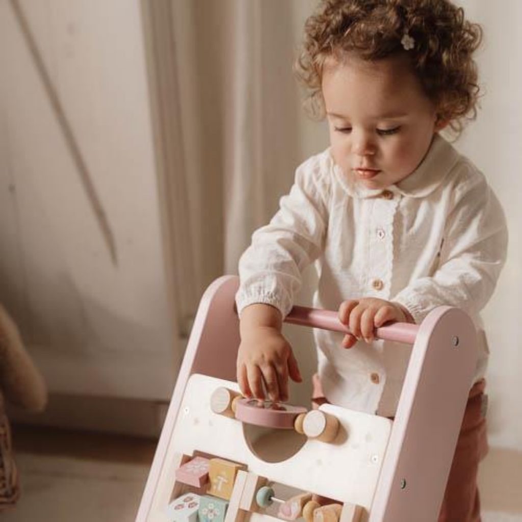 Little Dutch Porteur-pousseur en bois Fairy Garden rose