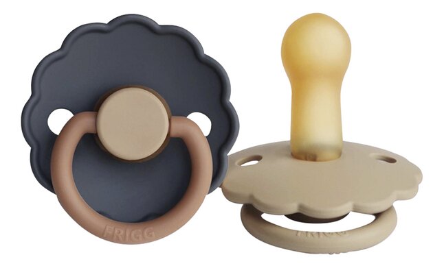 FRIGG Fopspeen 6 - 18 maanden Daisy Bloom latex Aurora/Croissant - 2 stuks