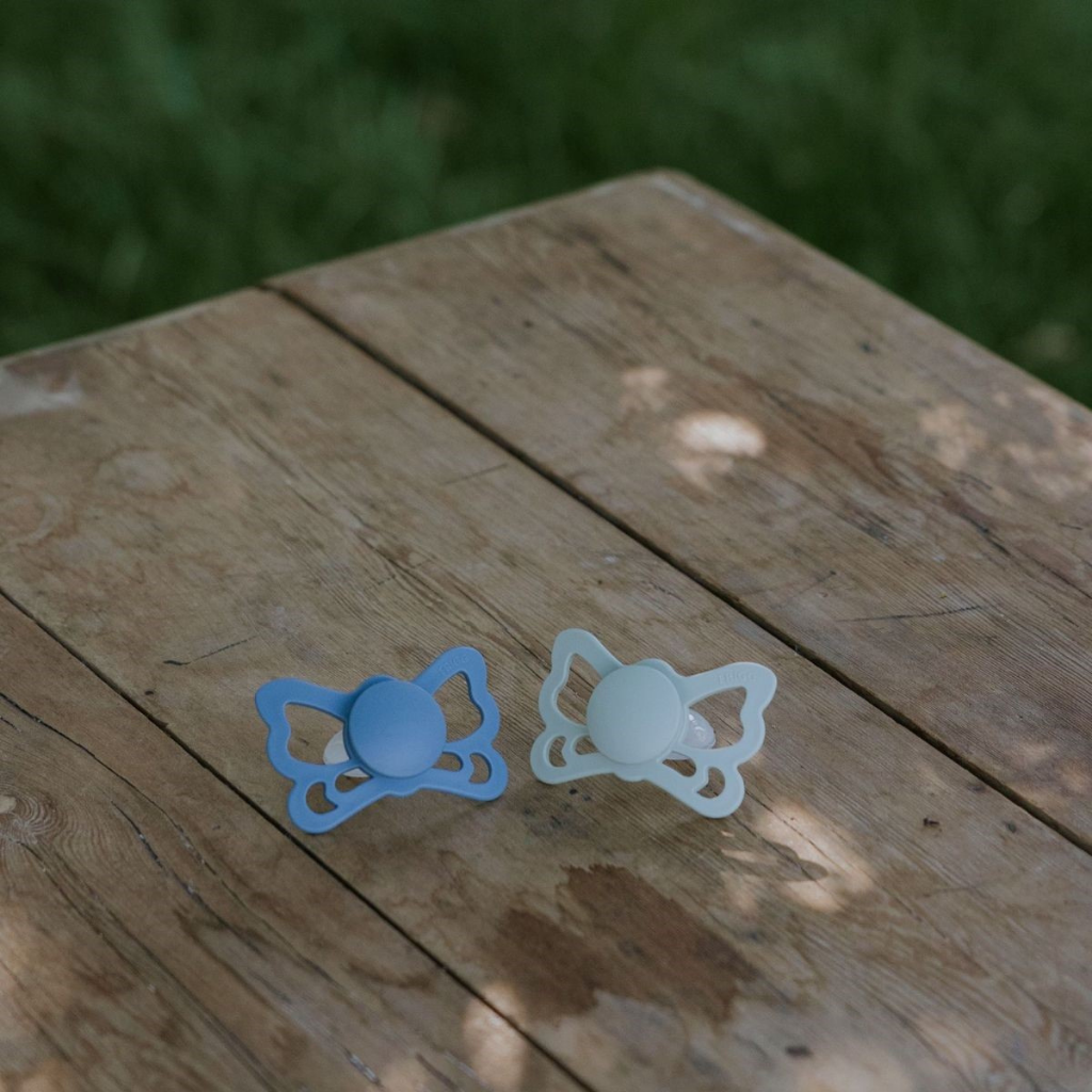 FRIGG Fopspeen + 6 maanden Butterfly silicone Ocean view/Sage - 2 stuks