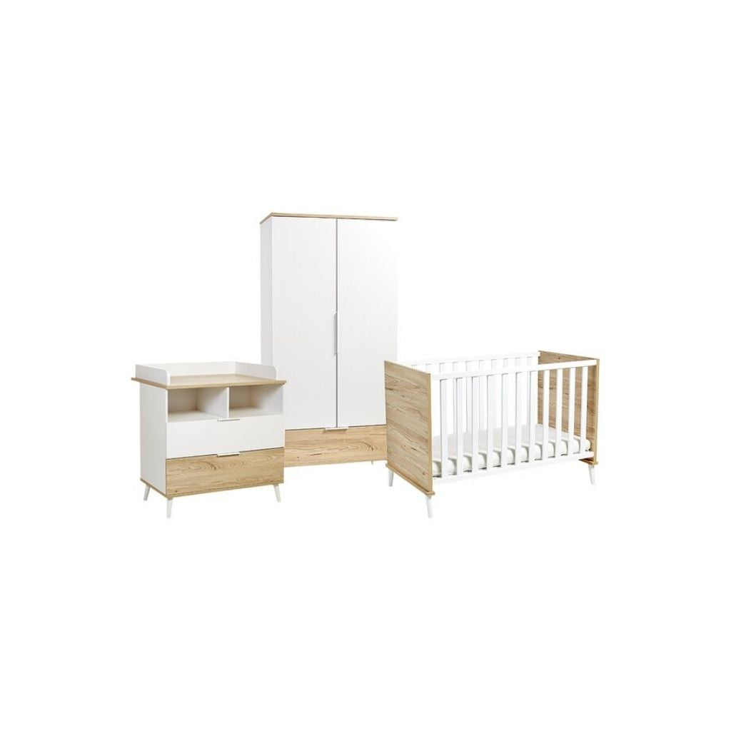 Transland Chambre de bébé 3 pièces (lit + commode + armoire 2 portes) Maly