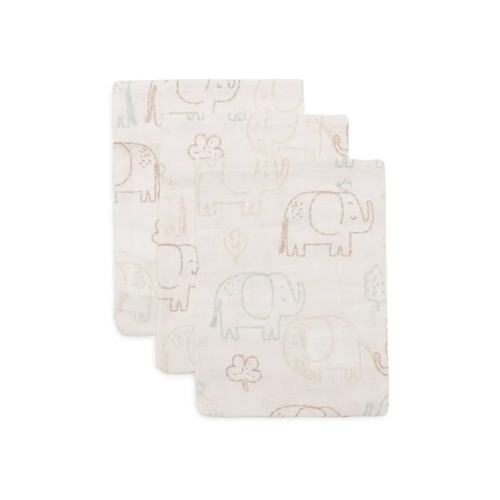 Jollein Hydrofiel Washandje Elephant Tales - 3 stuks