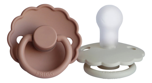 FRIGG Fopspeen + 0 maanden Daisy silicone Blush/Cream - 2 stuks