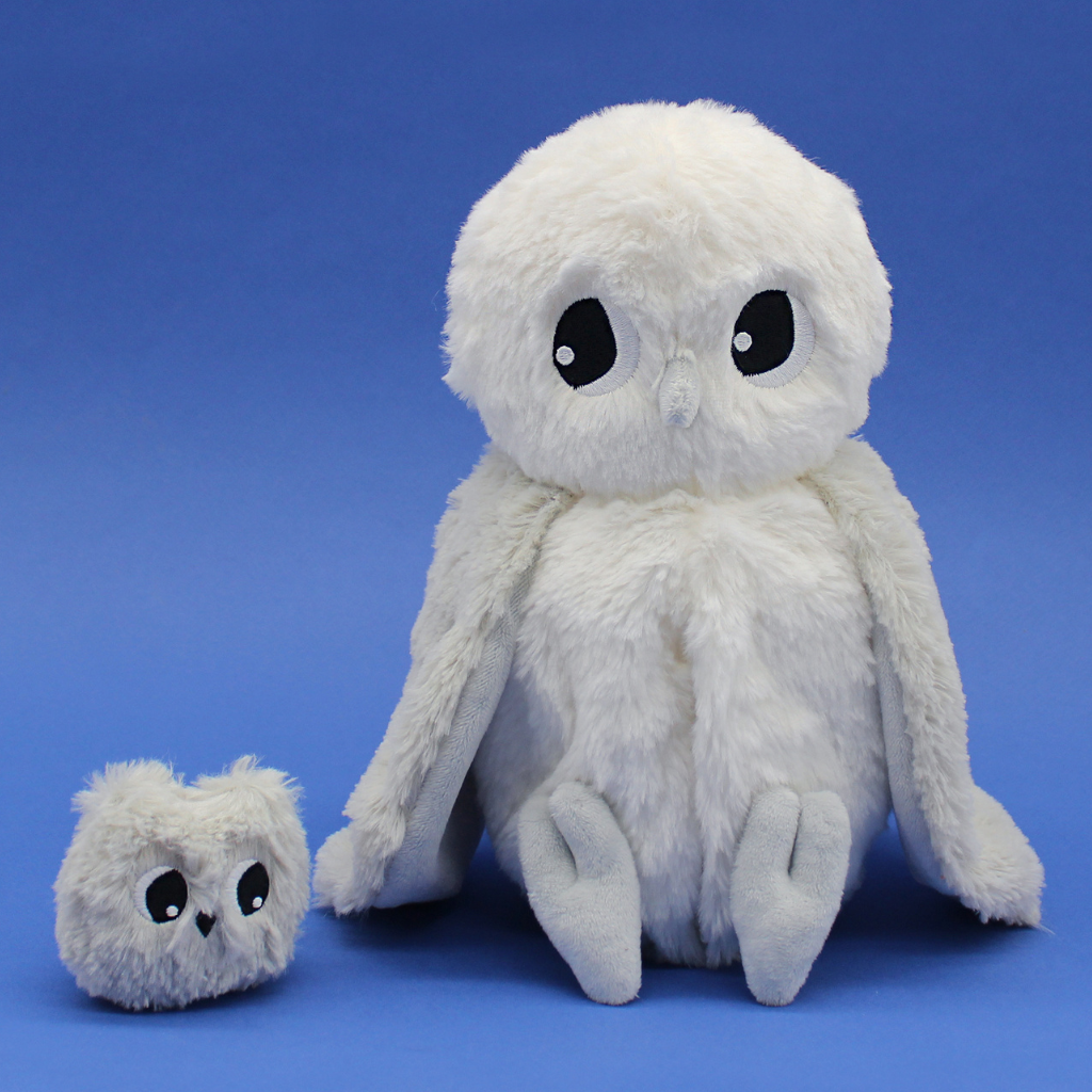 Les Déglingos Knuffel Coucou Polar Owl Mum & Baby Offwhite/Light Grey Ptipotos