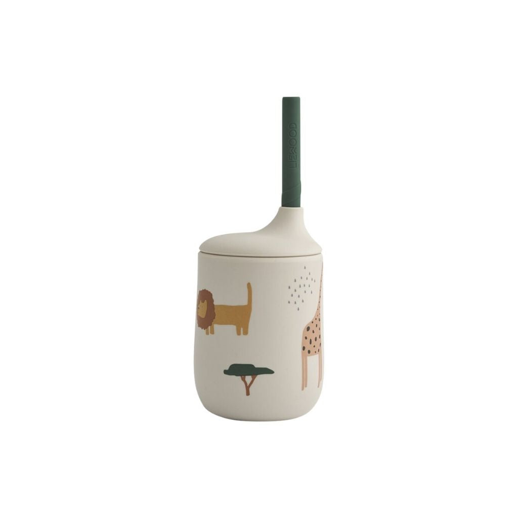 Liewood Gobelet d'apprentissage avec paille Ellis Safari