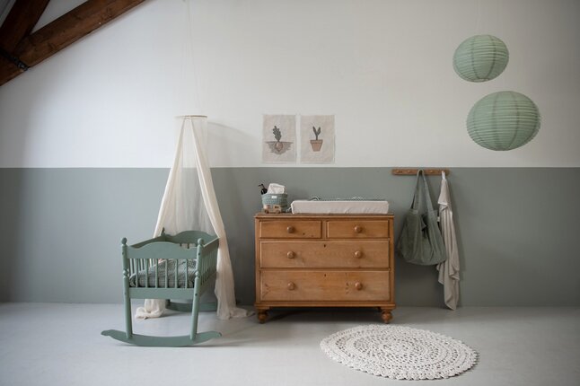Couverture Koeka pour berceau ou parc Oslo Shadow Green/Soft Sand Teddy