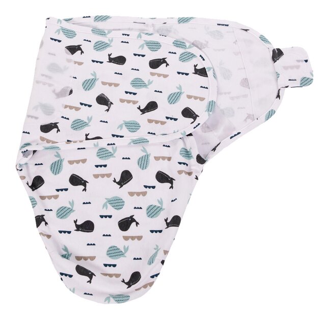 Bo Jungle Couverture d'emmaillotage B-Wrap Blue Whale coton