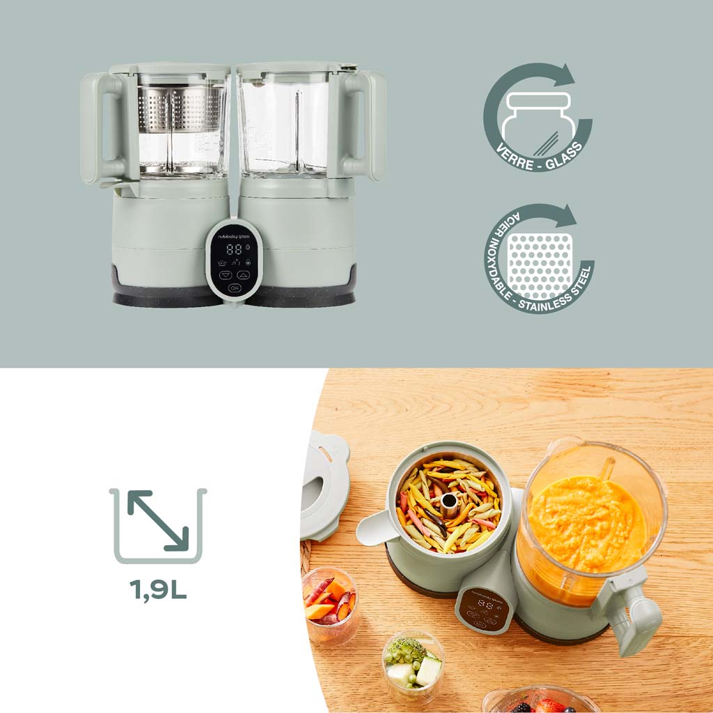 Babymoov Cuiseur vapeur-mixeur 4-en-1 Nutribaby Glass Celadon Green