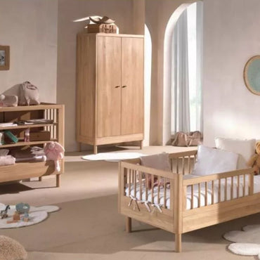 Jaxx Chambre de bébé 2 pièces (Commode ouverte + lit pour enfant L 140 x Lg 70 cm) Forrest Chêne