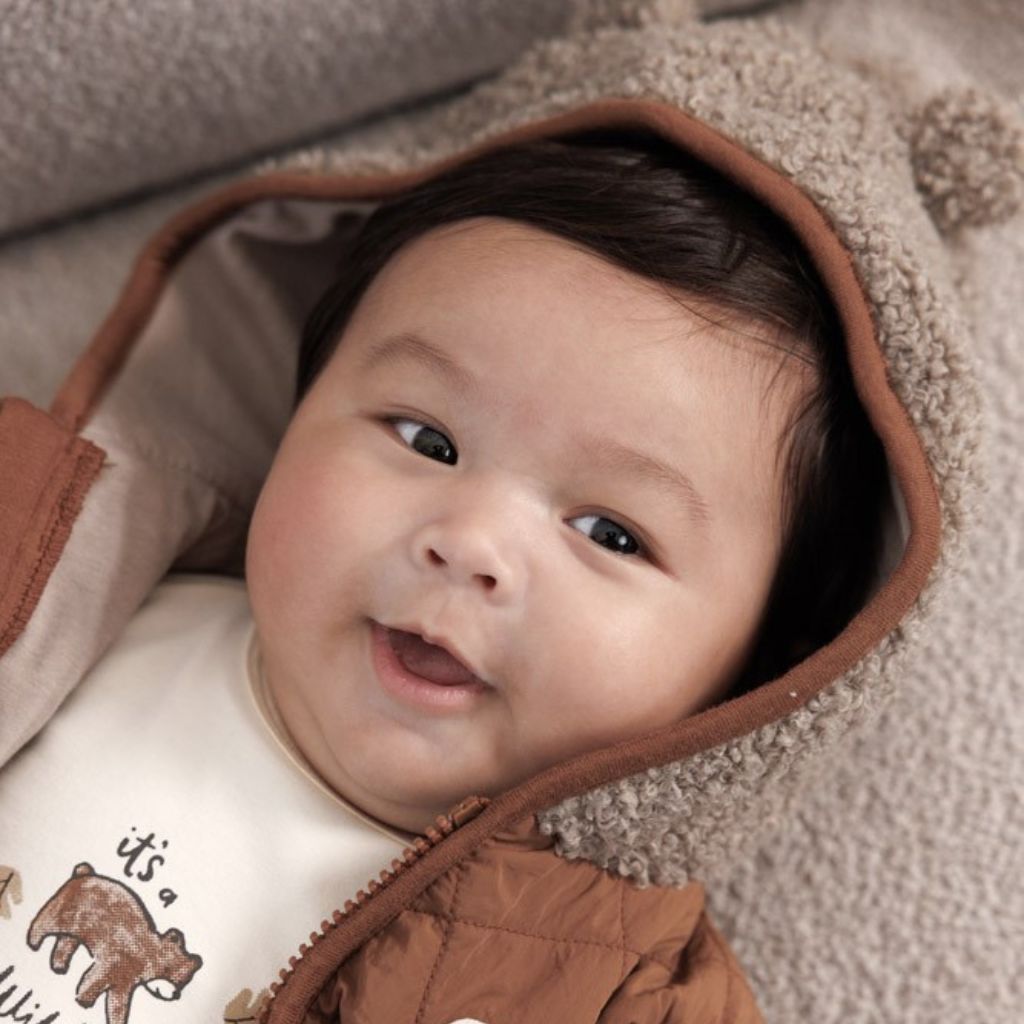Feetje Bouclé jasje met kap - Wild World Brown Jongen