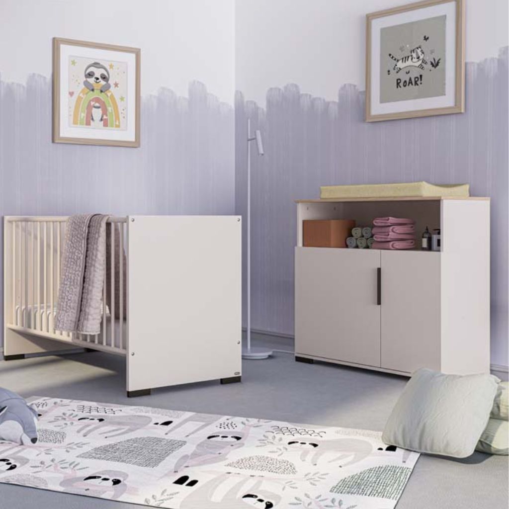 Yuny 2-delige babykamer (bed L 120 x B 60 cm+ commode) Suzie