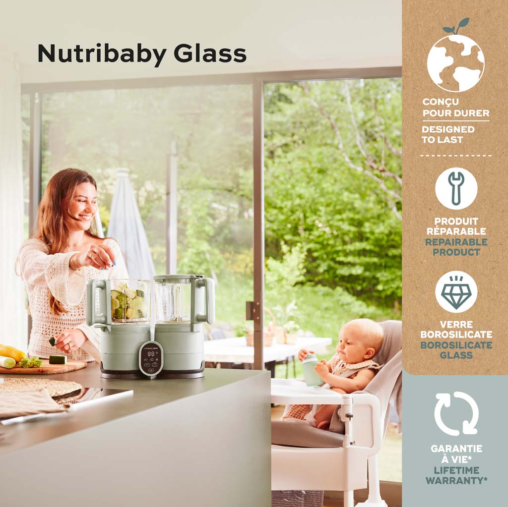Babymoov Cuiseur vapeur-mixeur 4-en-1 Nutribaby Glass Celadon Green