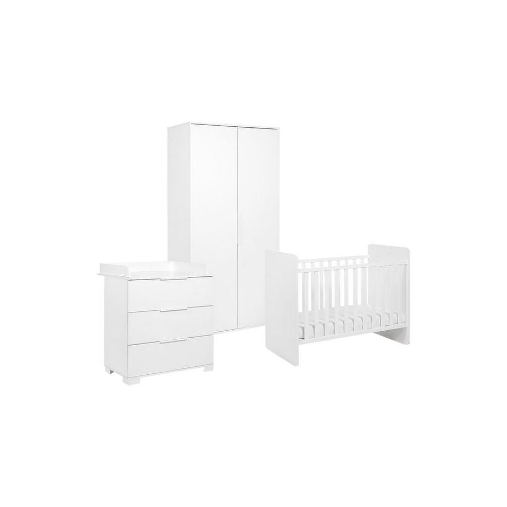 Transland Chambre de bébé 3 pièces (lit évolutif + commode + armoire 2 portes) Alix