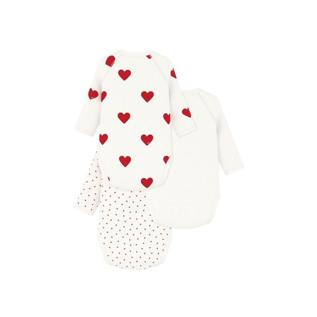 Petit Bateau Body cache-coeur et manches longues Coeur - 3 pièces