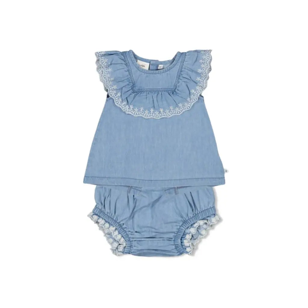 Feetje Jurk + slip - Summer Denims m 68 l blue denim Meisjes