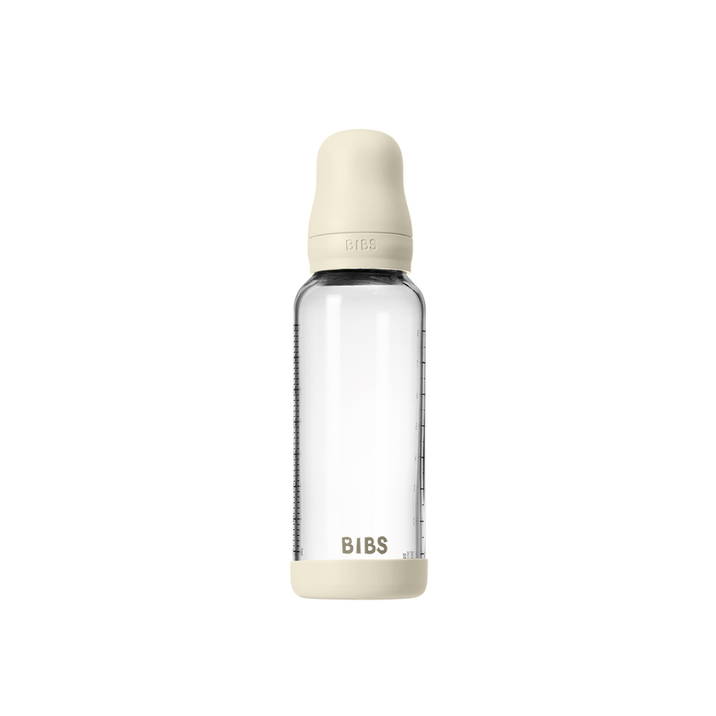 Bibs Zuigfles Glas 240 ml volledige Set Ivory