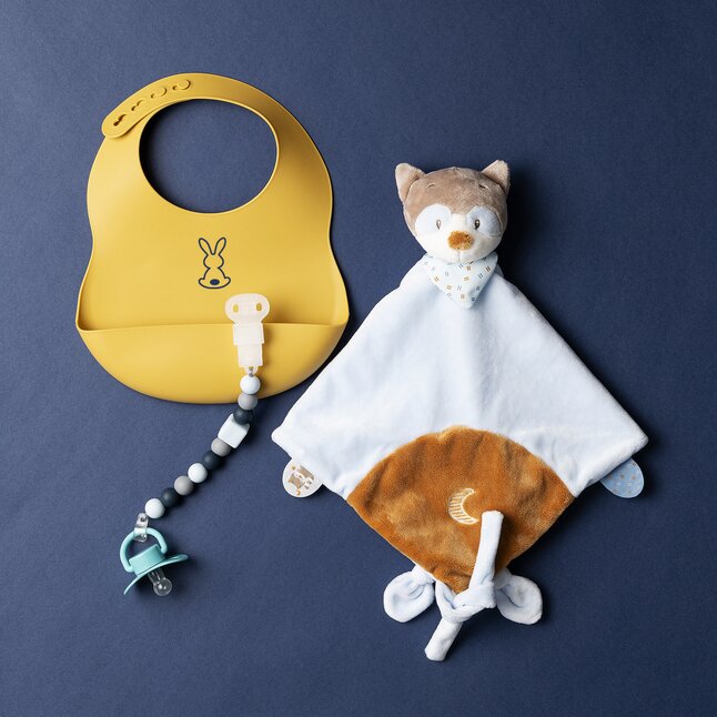 Nattou Attache-sucette bleu marine/bleu ciel/gris