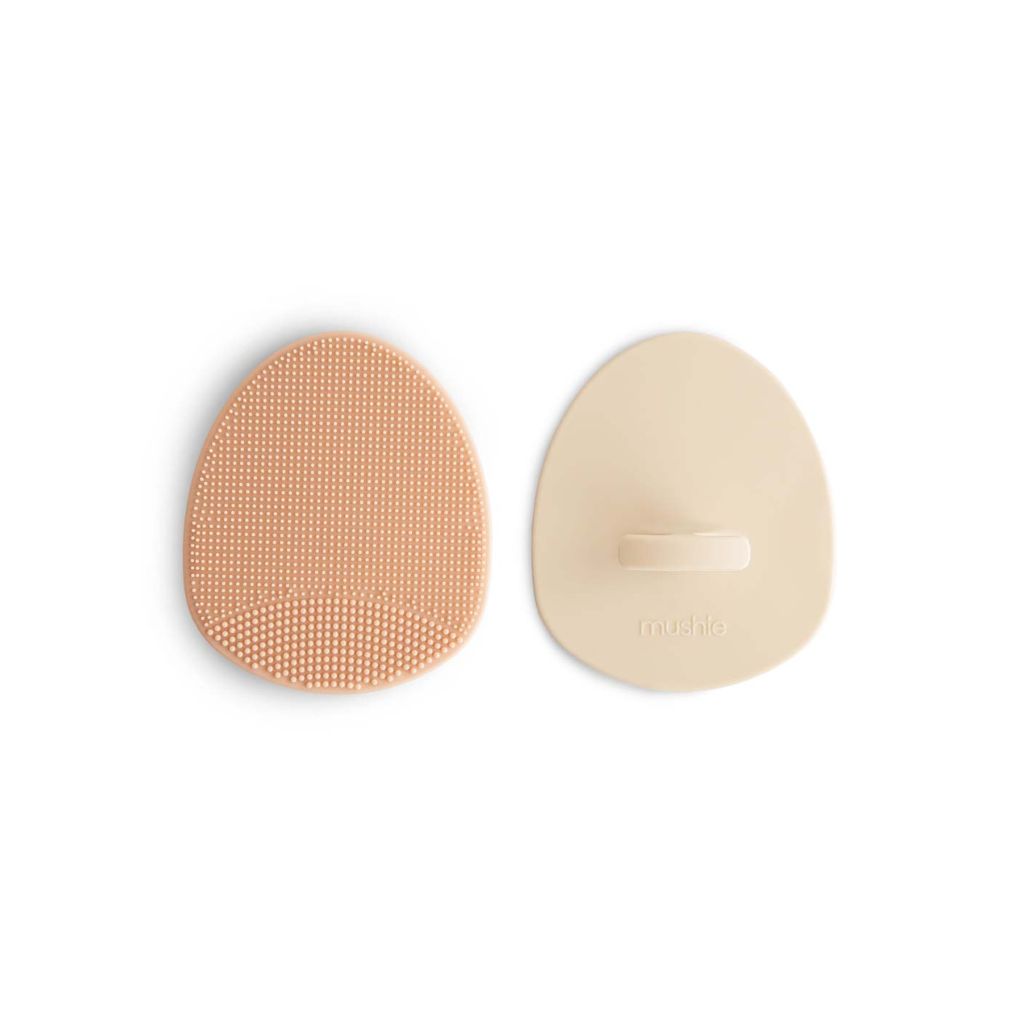 Mushie Brosse pour bébé en silicone Blush/Shifting Sand - 2 pièces