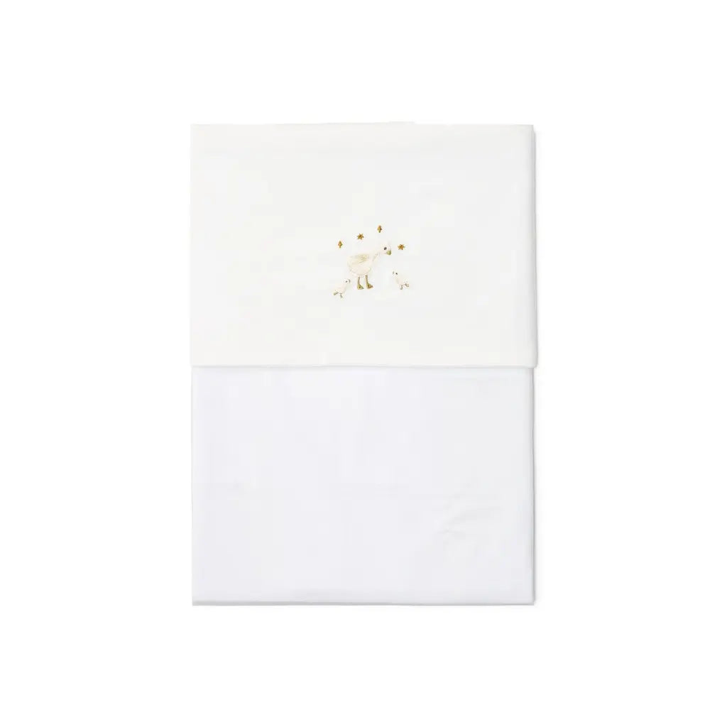 Little Dutch Drap pour berceau brodé Little Goose blanc 110 x 140 cm
