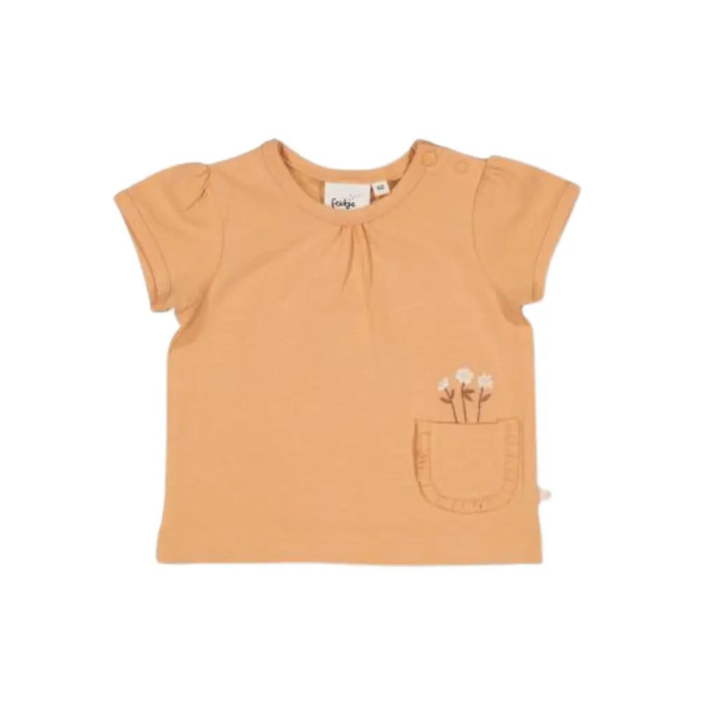 Feetje T-shirt - Flower Field m 74 Apricot Meisjes