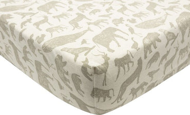 Jollein Hoeslaken voor bed Animals Olive Green B 60 x L 120 cm