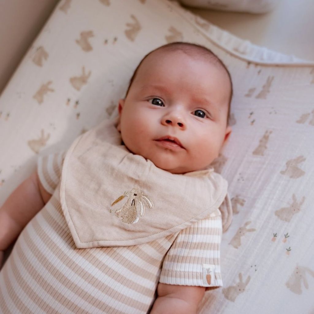 Little Dutch Bavoir bandana Newborn Naturals Baby Bunny blanc - 2 pièces