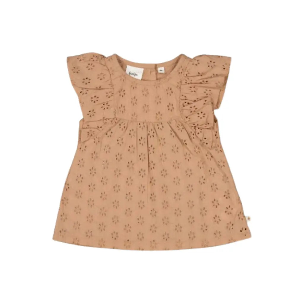 Feetje Jurk + slip broderie Summer Woven m 74 Brown Meisjes