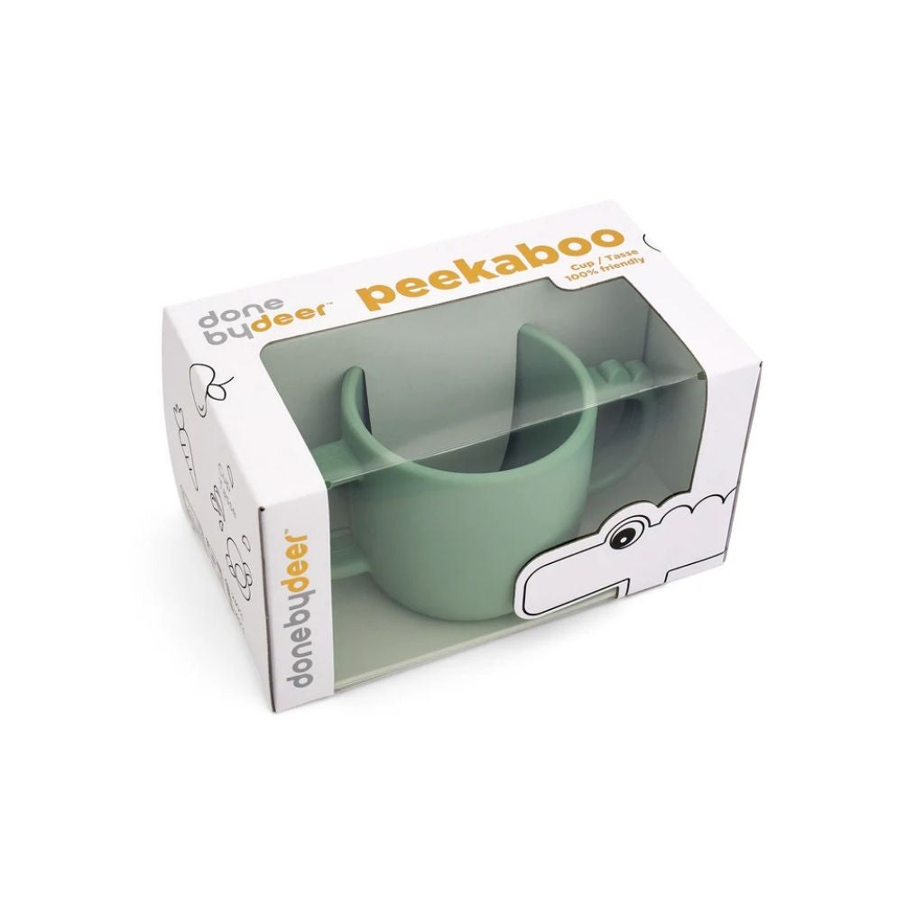 Done by Deer Gobelet d'apprentissage Silicone Peekaboo Croco 170 ml Green