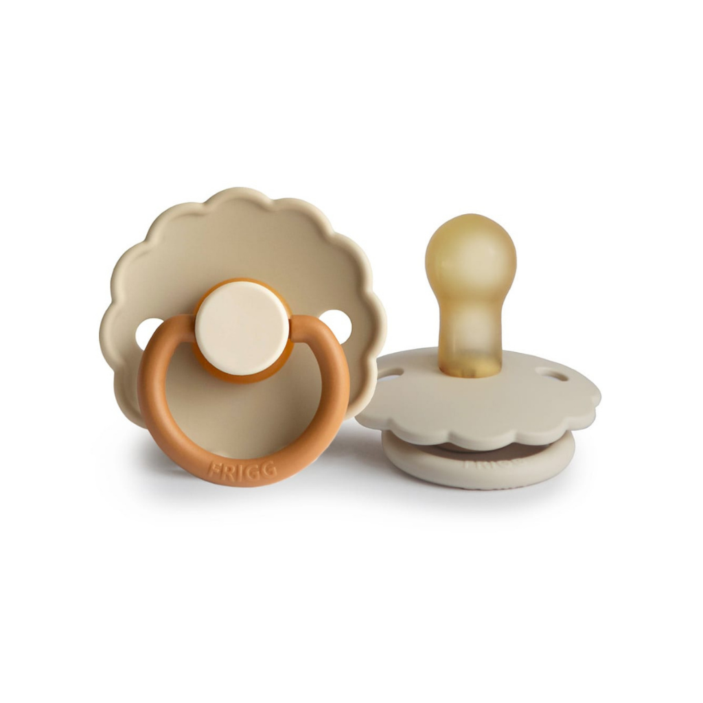 FRIGG Fopspeen 0 - 6 maanden Daisy Blooming latex Desert/Cream - 2 stuks