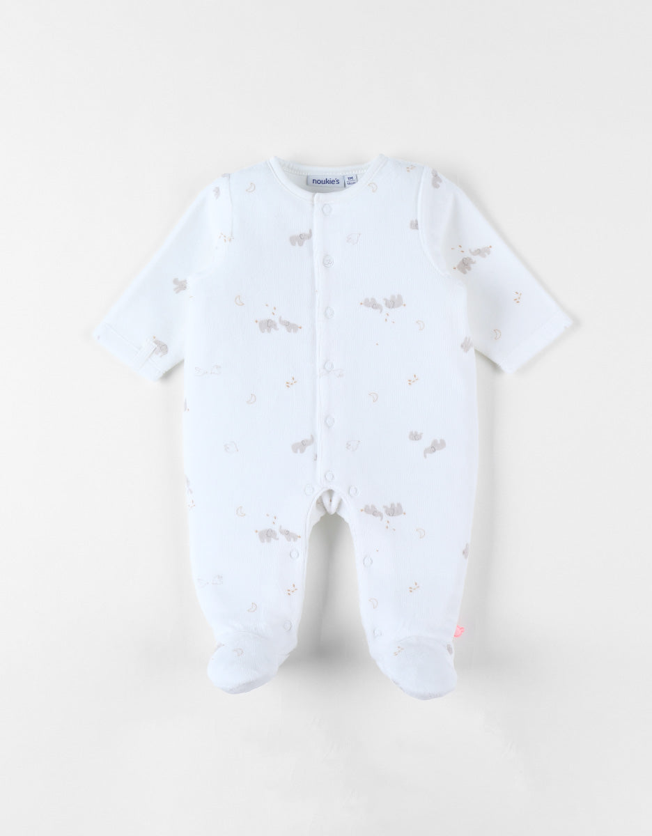 Noukie's Pyjama uit fluweel Bali & Moka wit