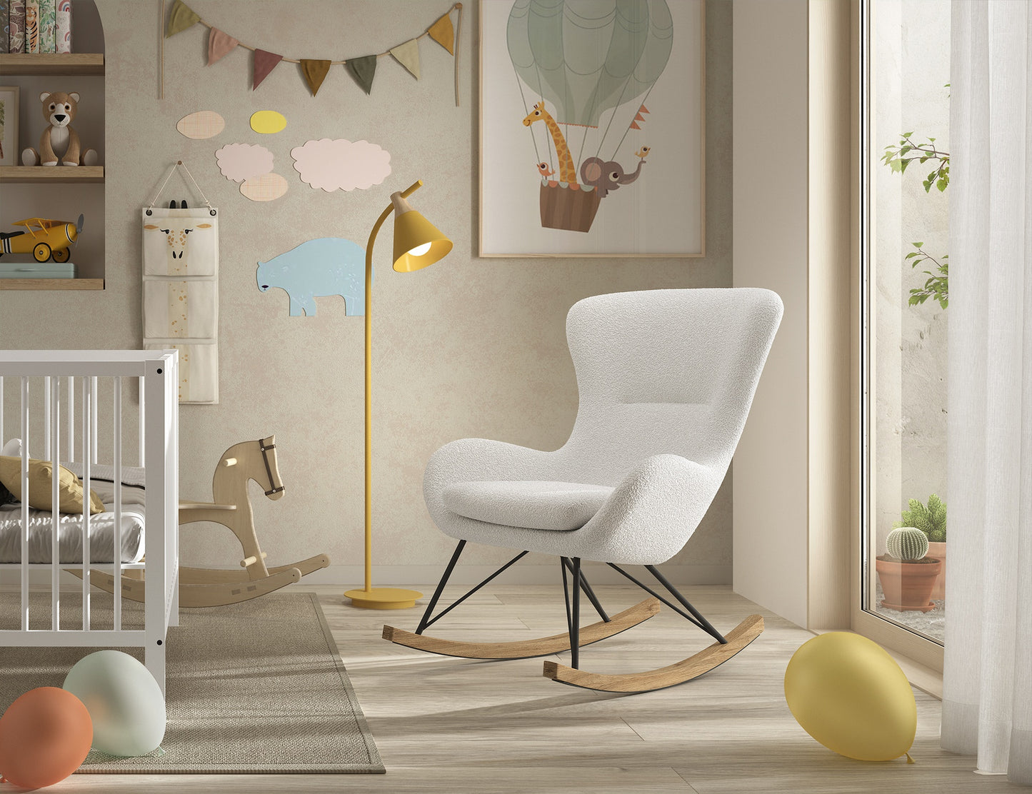 Jaxx Fauteuil à bascule Rocky Boucle blanc