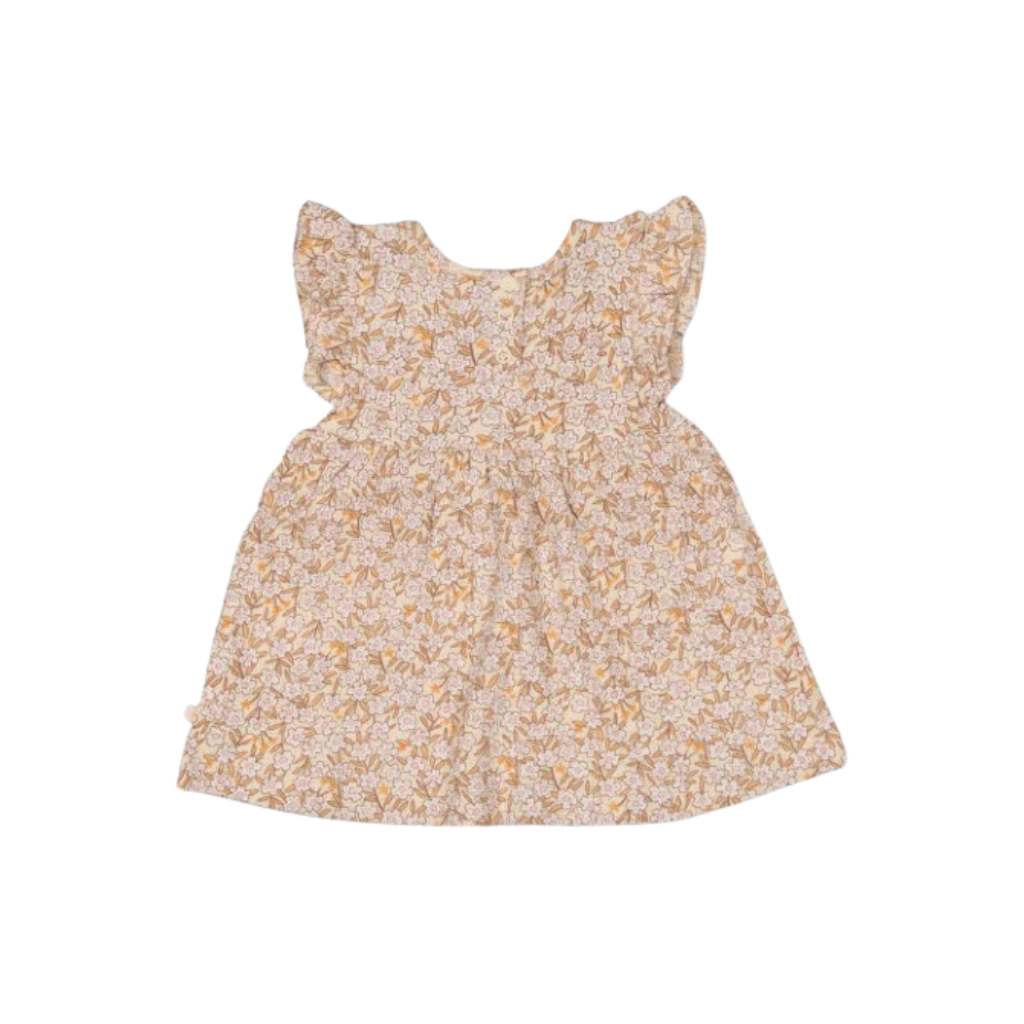 Feetje Jurk ruches AOP - Flower Field m 68 Cream Meisjes