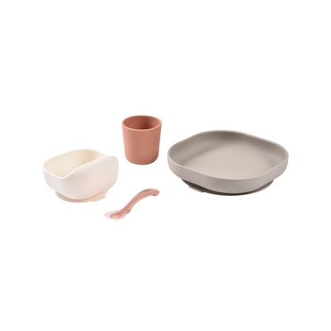 Béaba Set de repas en silicone Terracotta/Sand - 4 pièces