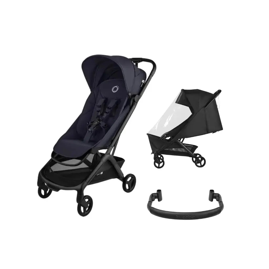 Bugaboo VKS Butterfly 2 complete BLACK/DEEP INDIGO + bumper bar + regenhoes