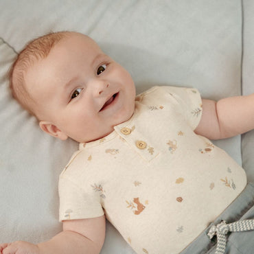 Little Dutch Body met korte mouwen Forest Friends zand