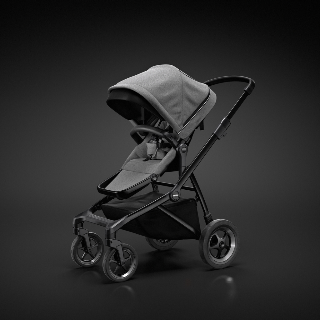 Thule Poussette Sleek Grey melange on black