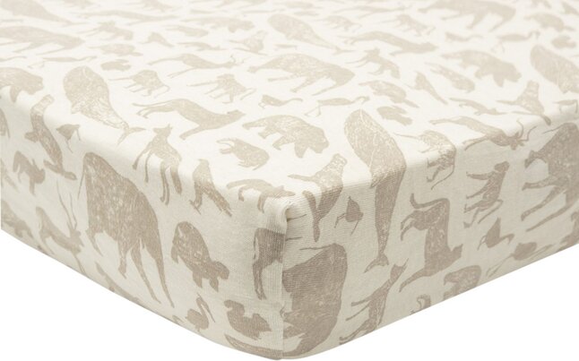 Jollein Hoeslaken voor wieg Animals Nougat B 50 x L 90 cm