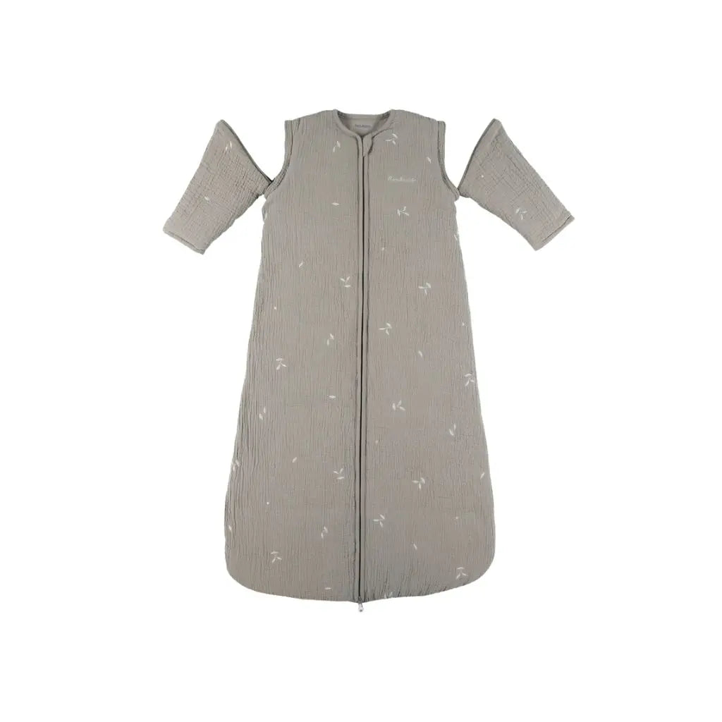Noukie's Slaapzak met afritsbare mouwen muslin kaki 100 cm
