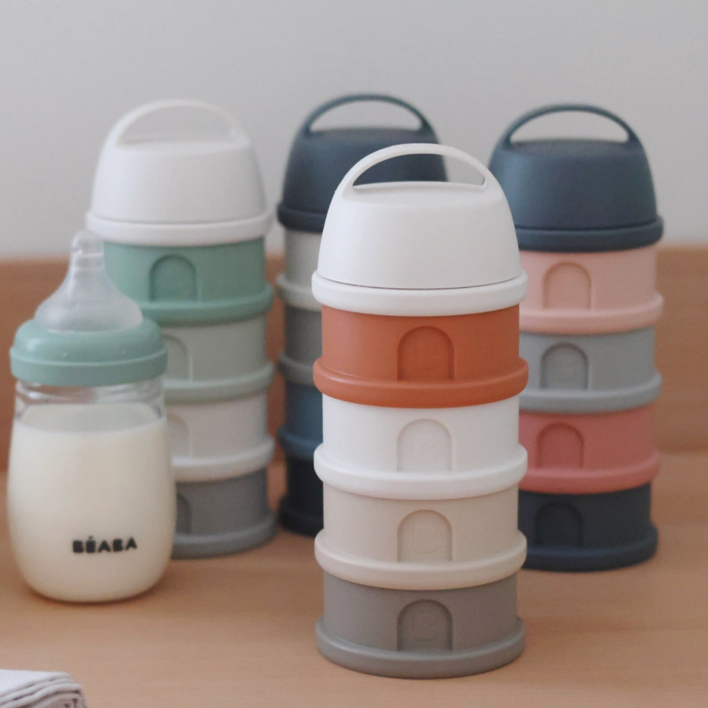 Béaba Doseerdoos voor poedermelk 4 compartimenten Cotton white/Terracotta