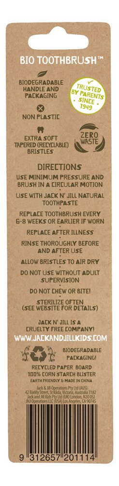 Jack N' Jill Brosse à dents bio Monkey