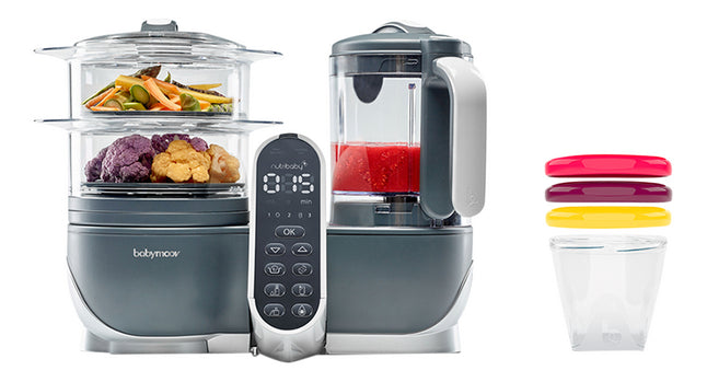 Babymoov Cuiseur Vapeur/Blender/Chauffe-Biberon/Stérilisateur Nutribaby + Gris